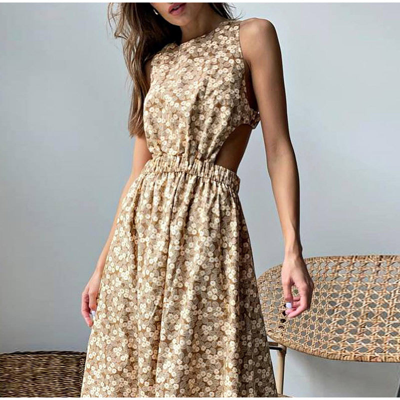 Boho Long Sleeve Floral Hollow Out Dress