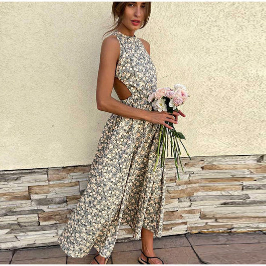 Vestido bohemio de manga larga con estampado floral 