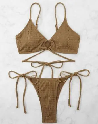 Conjunto de bikini de doble cara con triángulo sexy