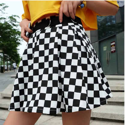High Waisted Checkered Skirt