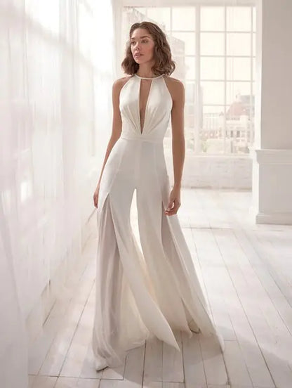 Luxury Deep V Halter Jumpsuit