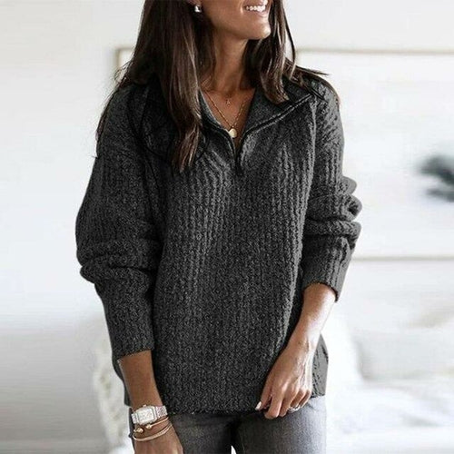 Zipper Stand Collar Long Sleeve Sweatshirt