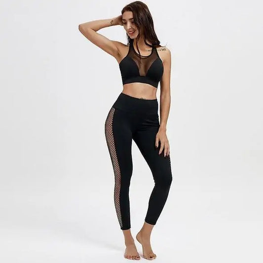 High Waisted Mesh Patchwork Workout Leggings