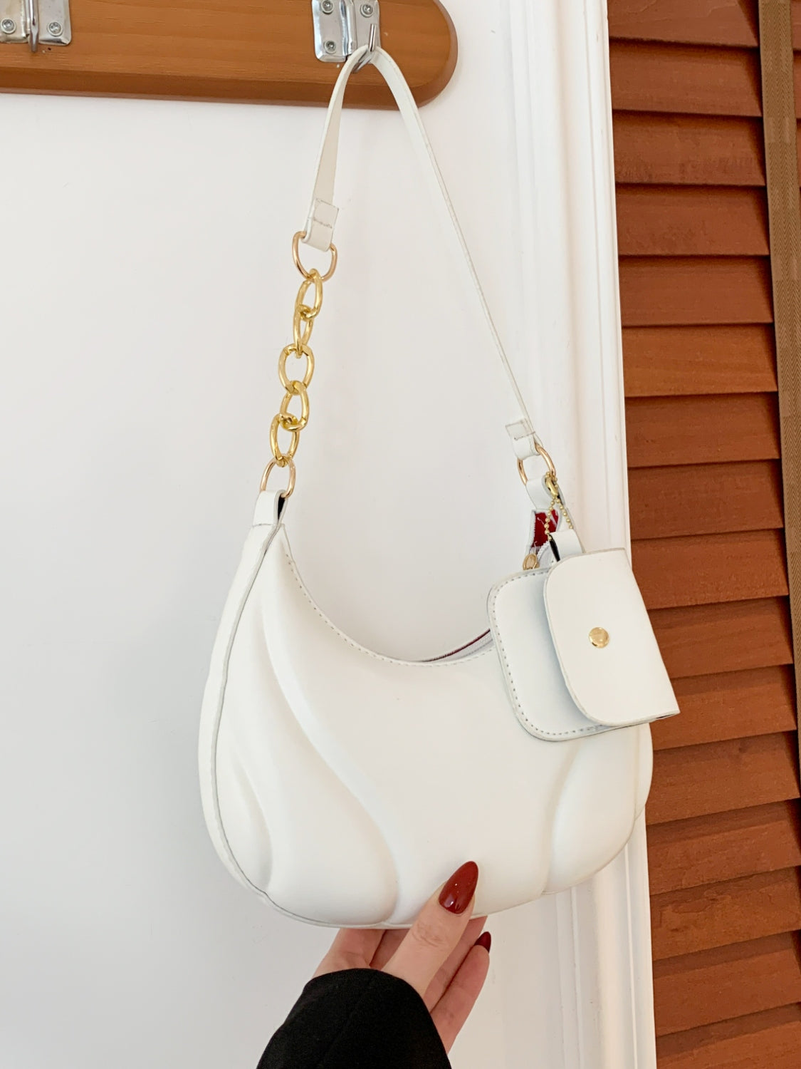 Vegan Leather Shoulder Bag with EarPods Bag