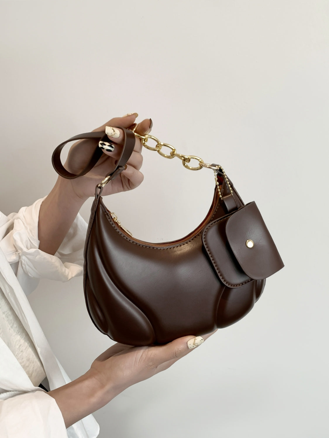 Vegan Leather Shoulder Bag with EarPods Bag