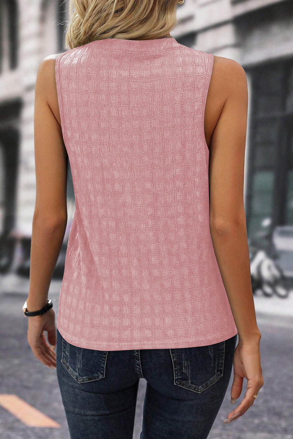 Blusa sin mangas con muescas unicolor