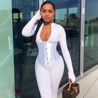 Snatched Corset Zip Up Jumpsuit