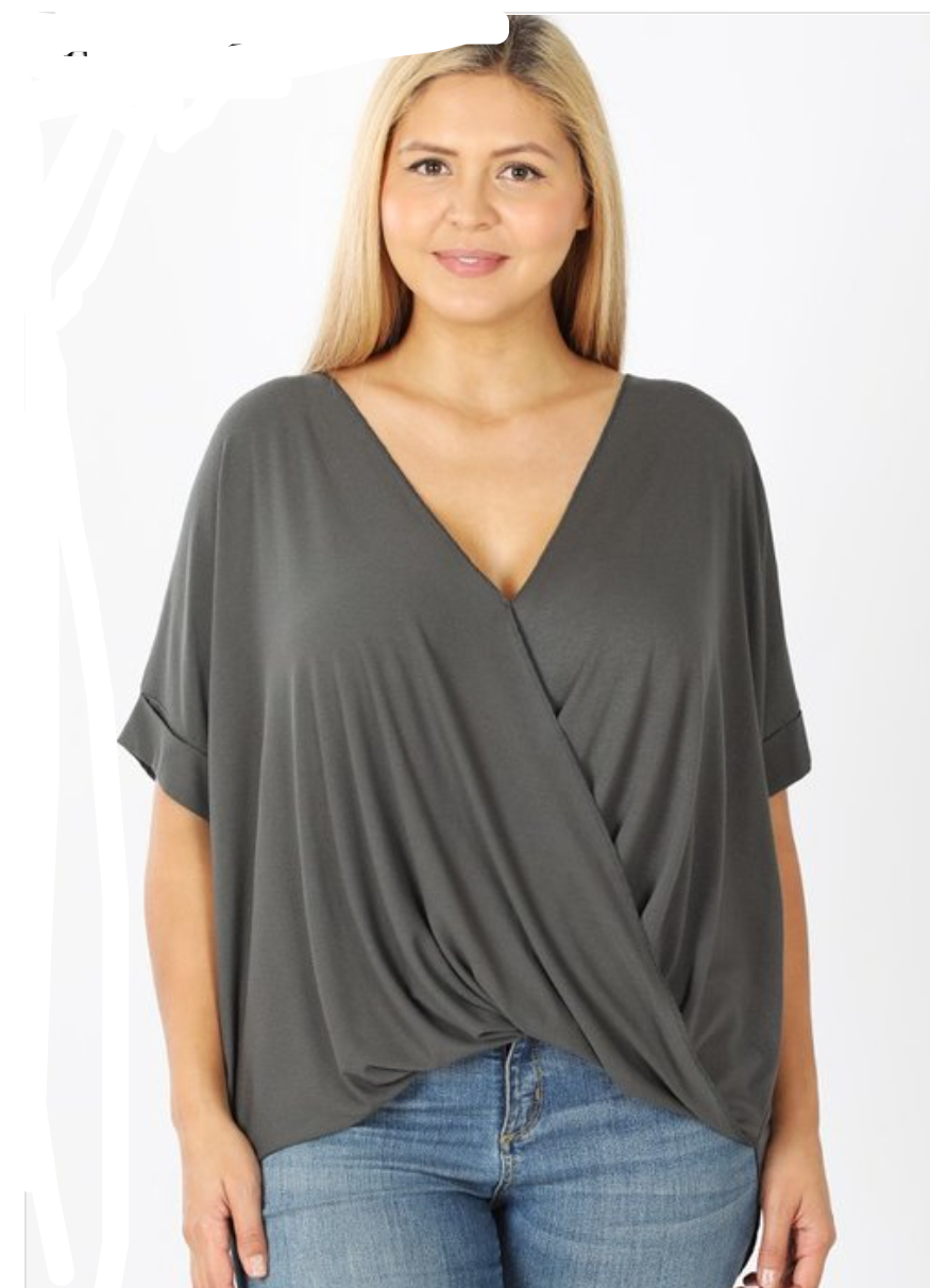 Rayon Crepe Draped Front Top