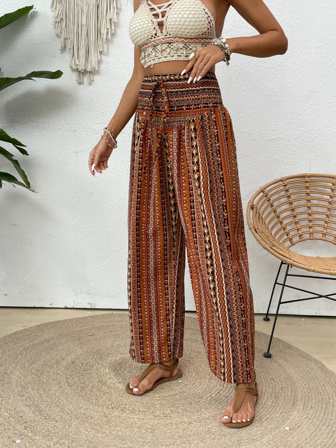 Printed Wide Leg Pants