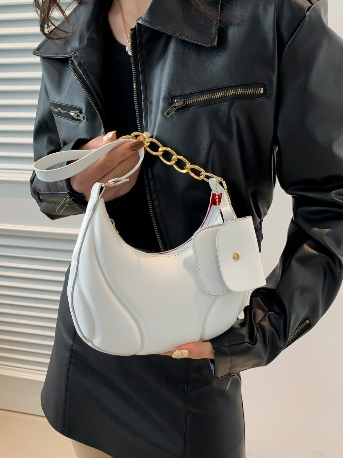 Vegan Leather Shoulder Bag with EarPods Bag