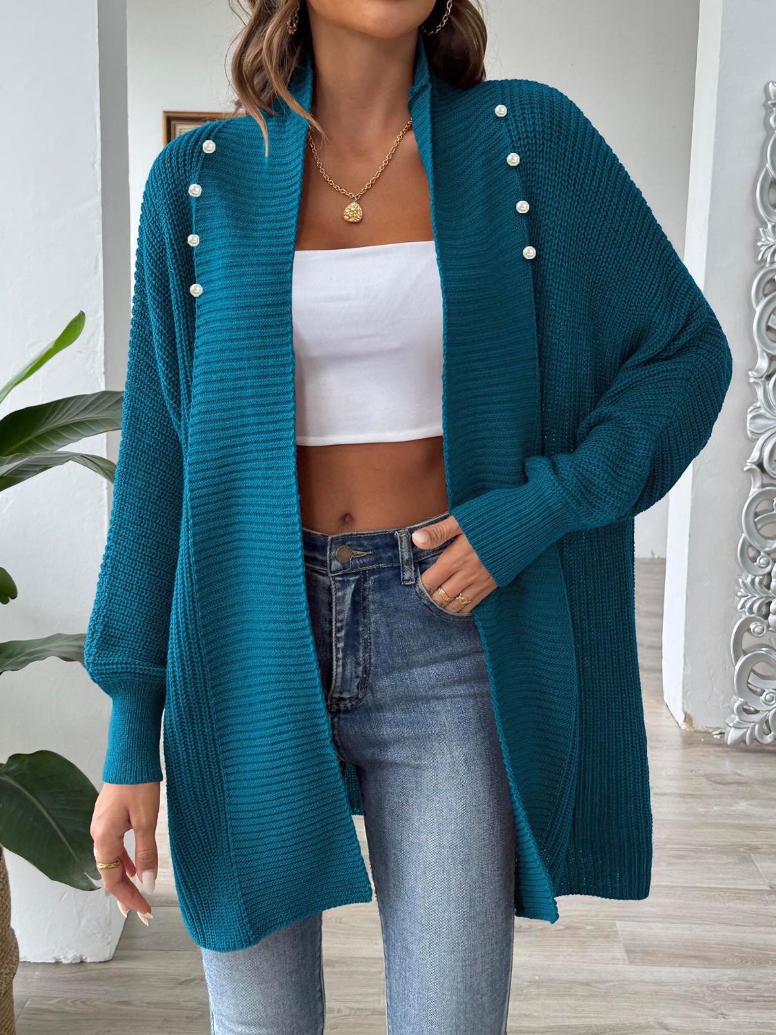 Open Front Long Sleeve Cardigan