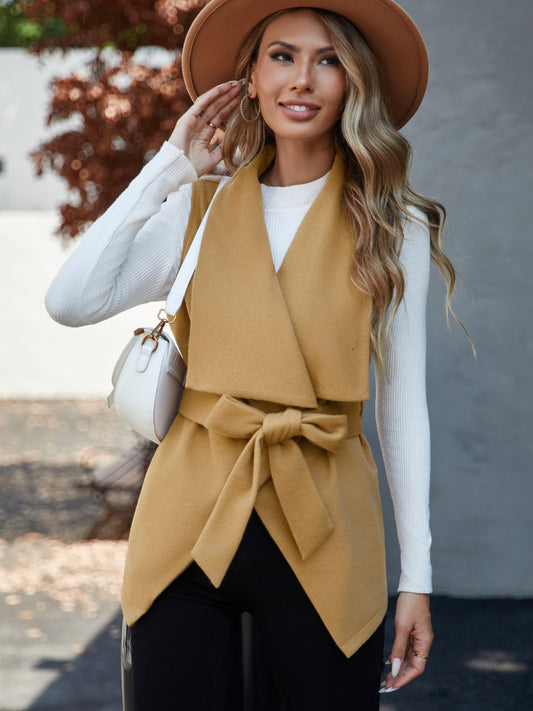 Tie Waist Vest Coat