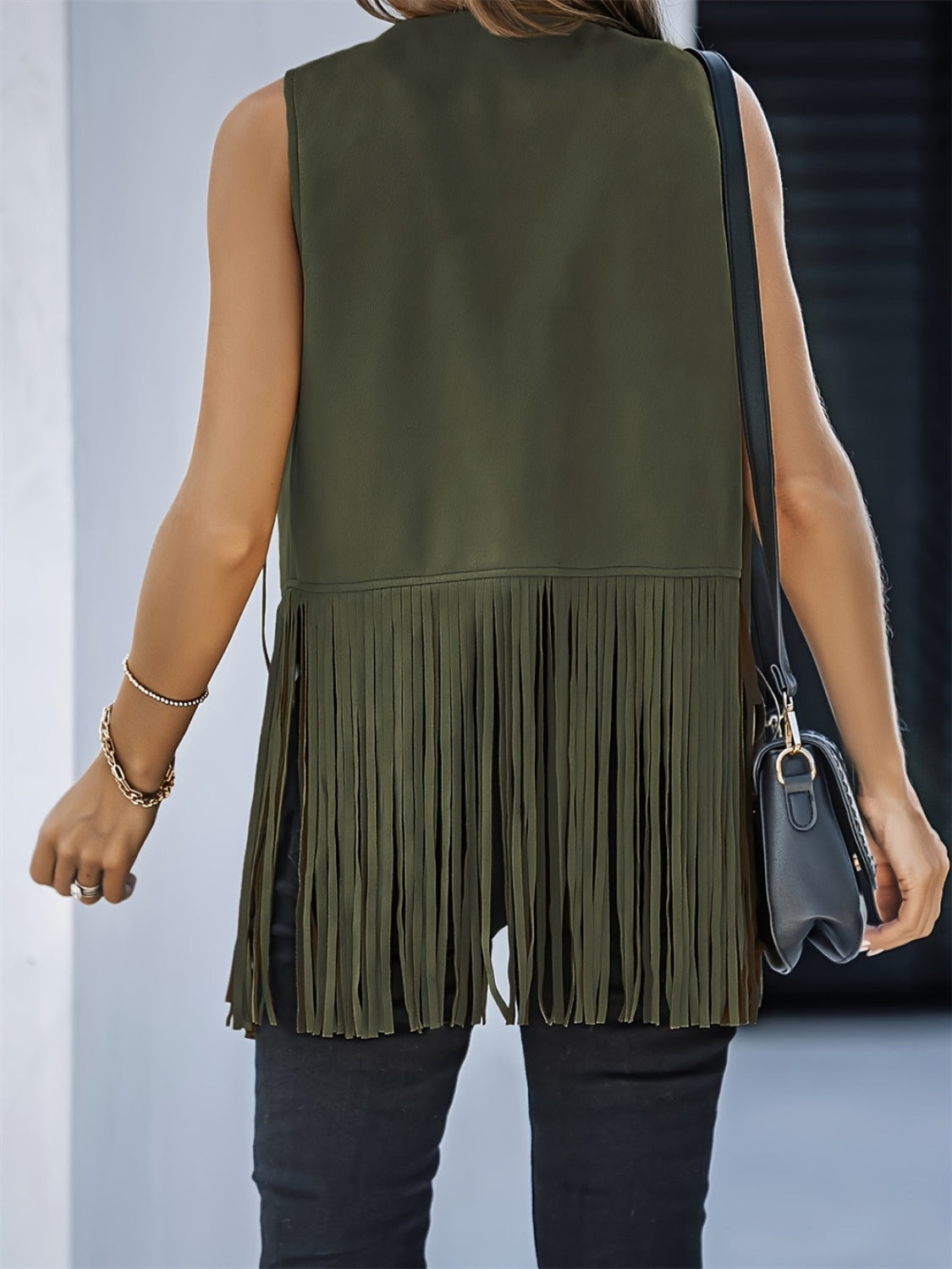 Fringe Open Front Vest Coat