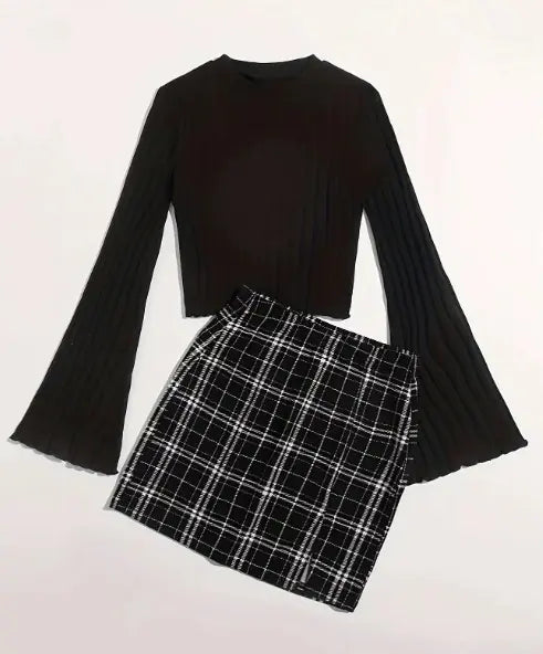 Plaid Skirt Set