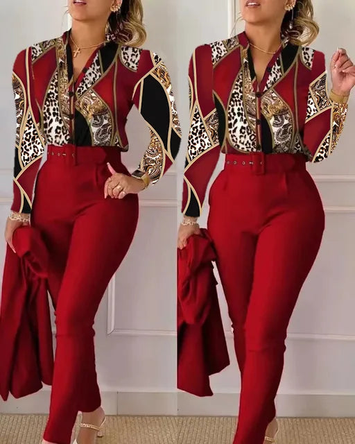 Elegant Printed Two Piece Suit Set