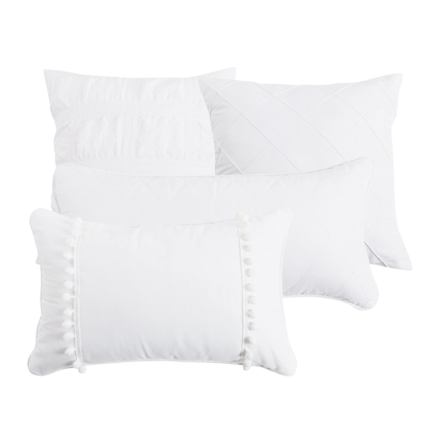 Modern Lushes Pinched White Jahia Comforter Set - 7 Piece Set