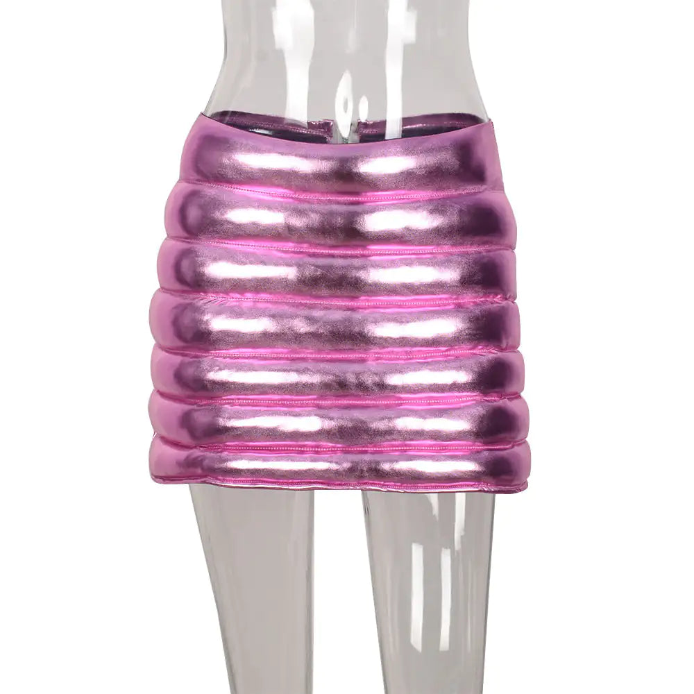 Double Bubble Puffer Mini Skirt