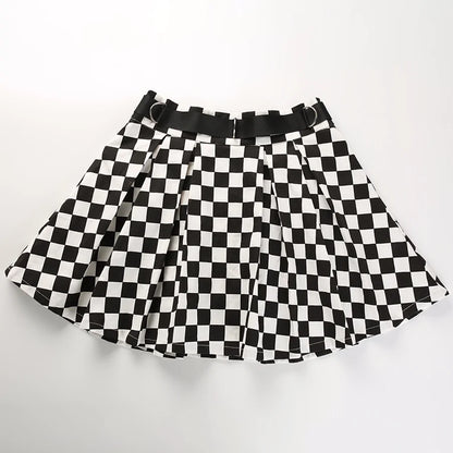 High Waisted Checkered Skirt