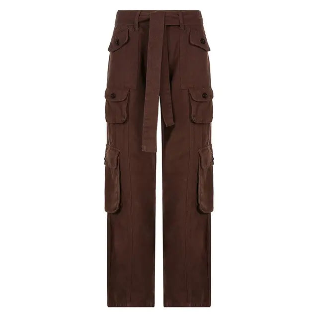 Button Low Waist Cargo and Denim Pants