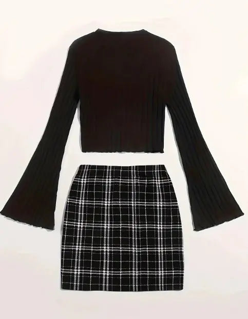 Plaid Skirt Set