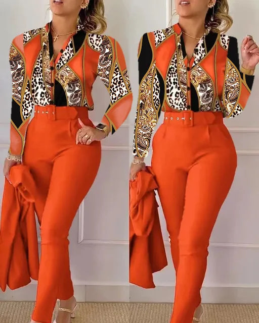 Elegant Printed Two Piece Suit Set