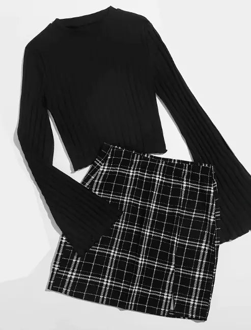 Plaid Skirt Set