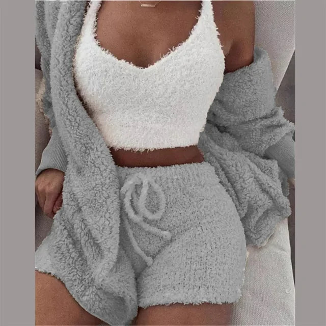 Fluffy Pajama Sets 3 Piece