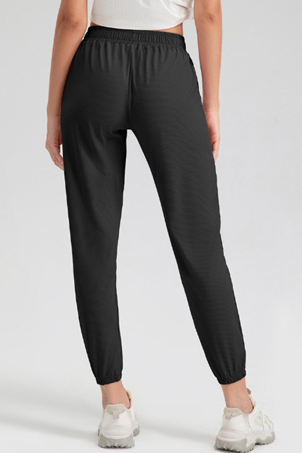 Elastic Waist Active Pants with Pockets