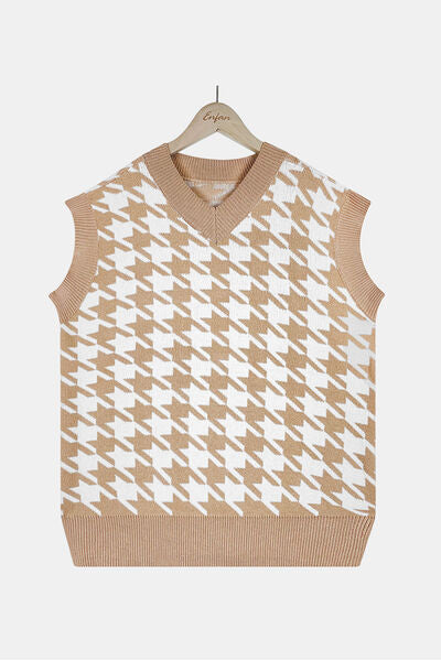 Houndstooth V-Neck Sweater Vest