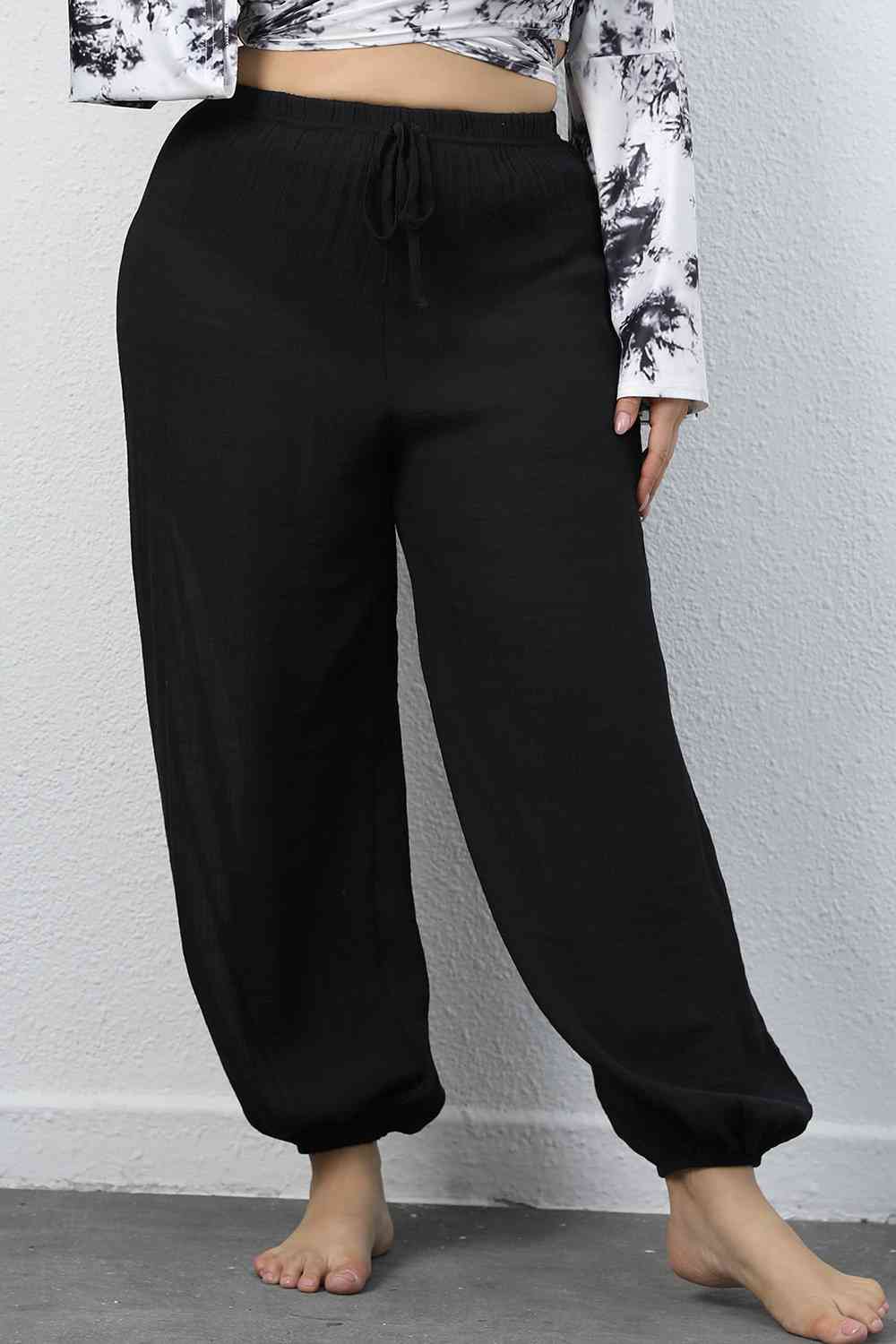 Pantalones jogger con cordón de talla grande