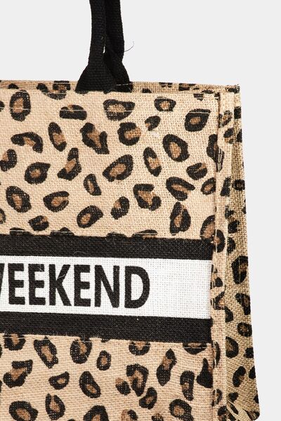 Bolso tote con estampado de leopardo y letra de fama