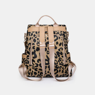 Bolso mochila de cuero PU de leopardo