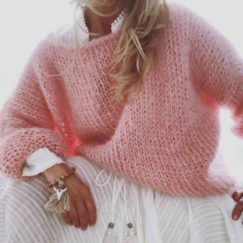 Women's Cozy Knitted Fluffy Pullover Tops