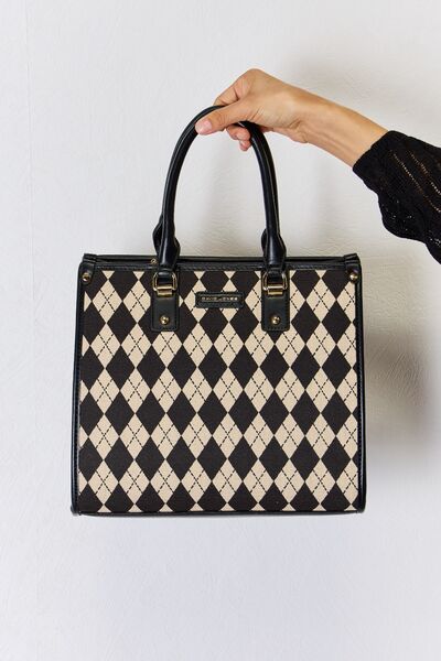 Bolso de mano de cuero PU con patrón Argyle de David Jones