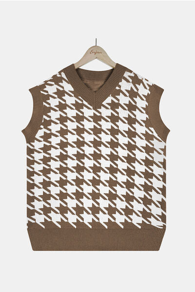 Houndstooth V-Neck Sweater Vest