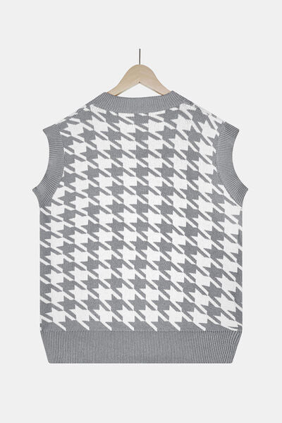 Houndstooth V-Neck Sweater Vest