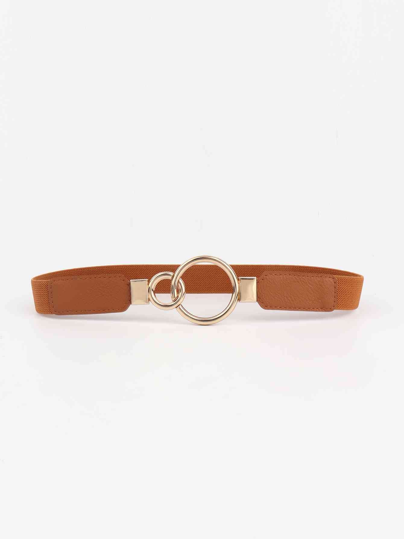 Double Ring Buckle Elastic PU Belt