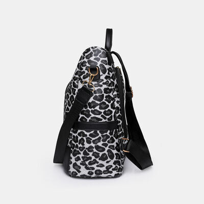 Bolso mochila de cuero PU de leopardo