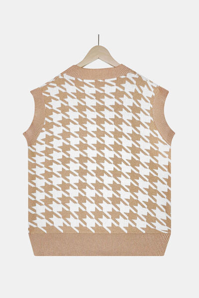 Houndstooth V-Neck Sweater Vest