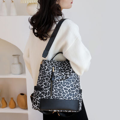 Bolso mochila de cuero PU de leopardo