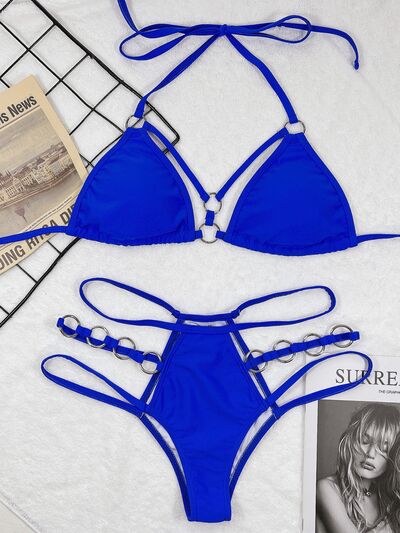 Conjunto de bikini de dos piezas con cuello halter recortado