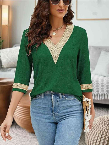 V-Neck Eyelet Blouse