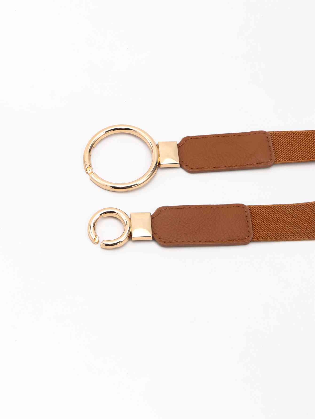 Double Ring Buckle Elastic PU Belt