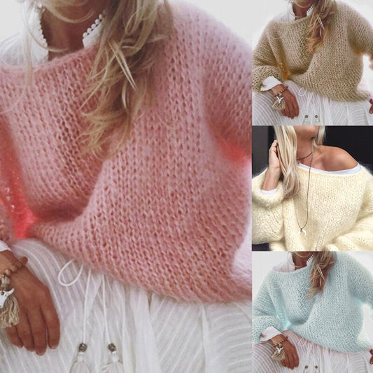 Women's Cozy Knitted Fluffy Pullover Tops