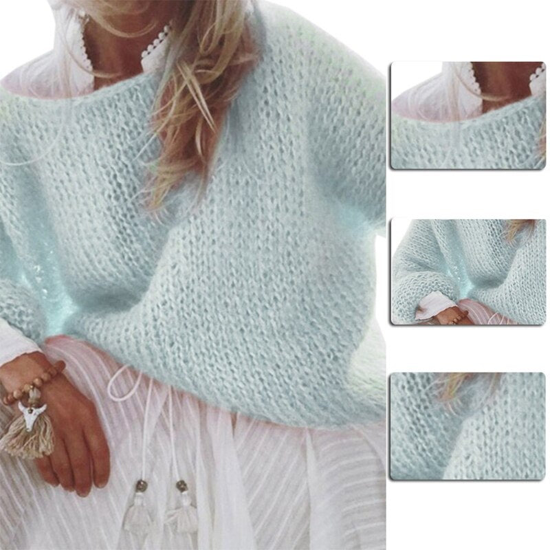 Women's Cozy Knitted Fluffy Pullover Tops