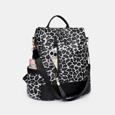 Bolso mochila de cuero PU de leopardo