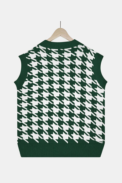 Houndstooth V-Neck Sweater Vest