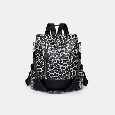 Bolso mochila de cuero PU de leopardo