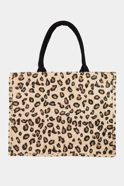 Bolso tote con estampado de leopardo y letra de fama