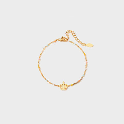 Pulsera de cuentas chapada en oro de 18 quilates con forma de corona